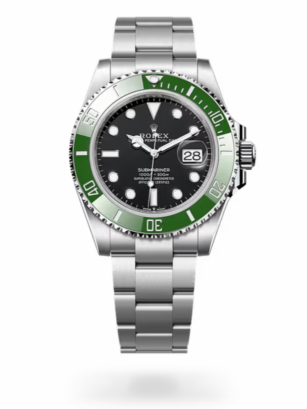 Rolex Submariner Steel Watch with Green Bezel